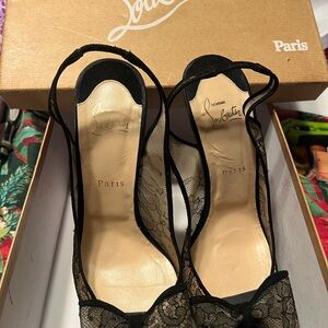 Christian Louboutin Black Lace Heels